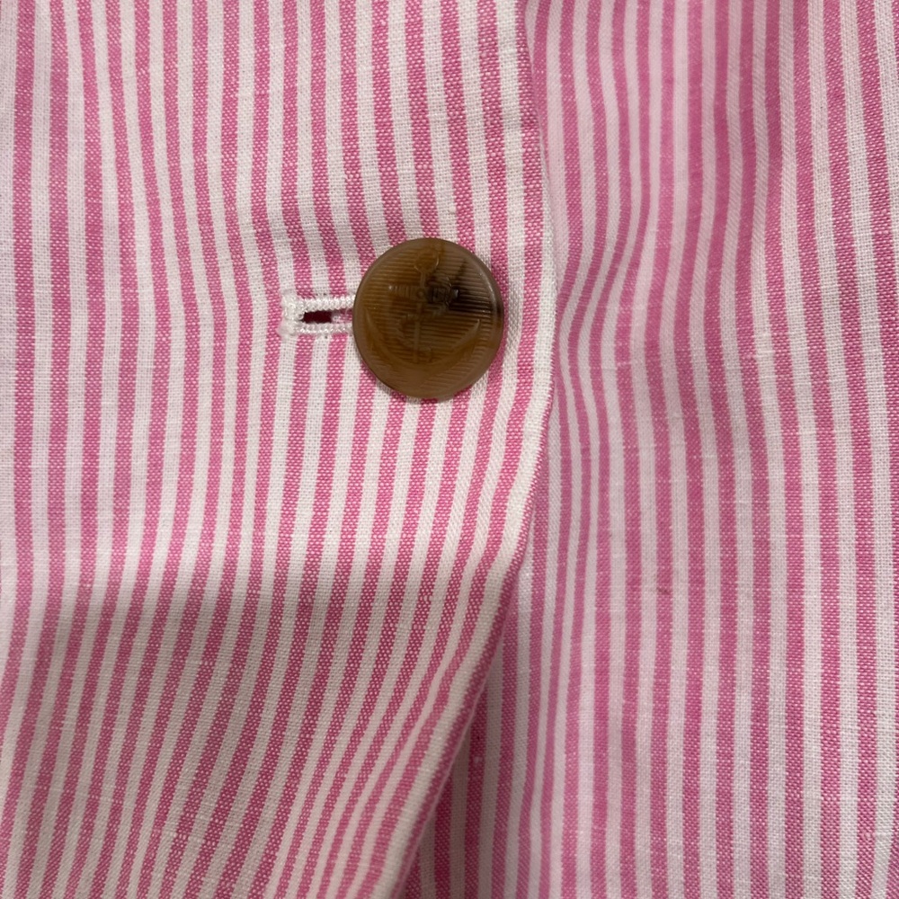 Talbots Aberdeen Linen Pink Striped Blazer Sz 4 - Picture 12 of 16